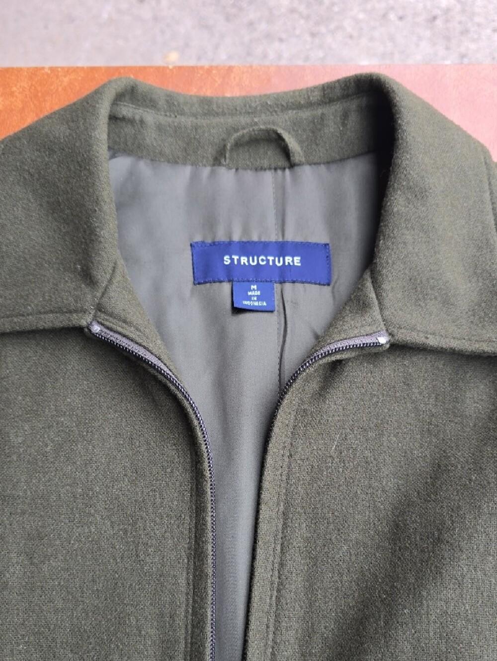 Structure Olive Zip-Front Wool Field Jacket - Picture 2 of 11